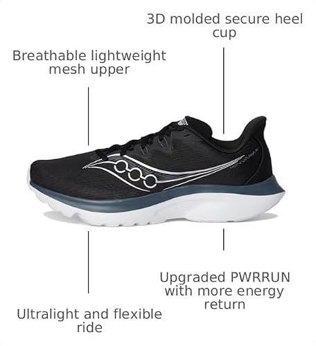 Saucony Men's Kinvara 16 Sneaker, Black/White, 9.5