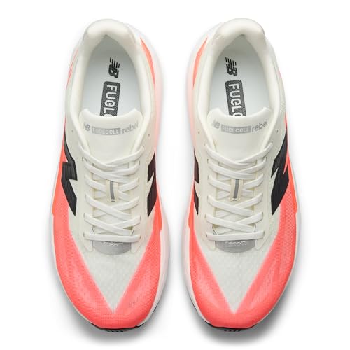 New Balance Men's FuelCell Rebel V5 Running Shoe, Urgent Red/White/Sea Salt, 9.5 M