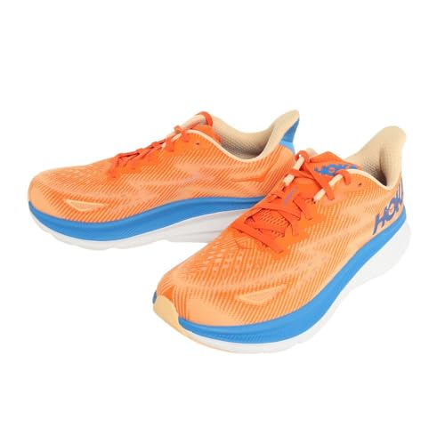 Wide Men's Clifton 9 in Vibrant Orange/Impala by Hoka