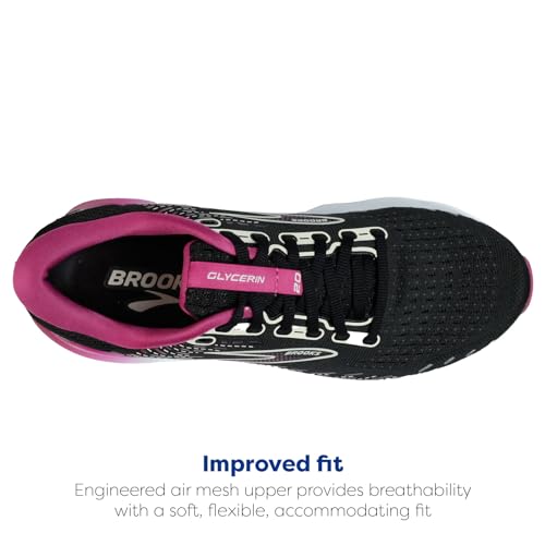 Brooks Women's Glycerin 20 Neutral Running Shoe - Black/Fuchsia/Linen - 6 Medium