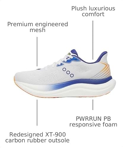 Saucony Men's Triumph 23 Sneaker, White/Azurit, 10