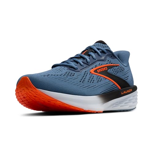 Brooks Men’s Launch 12 Neutral Running Shoe - Moonlight/Black/Orange - 10.5 Medium