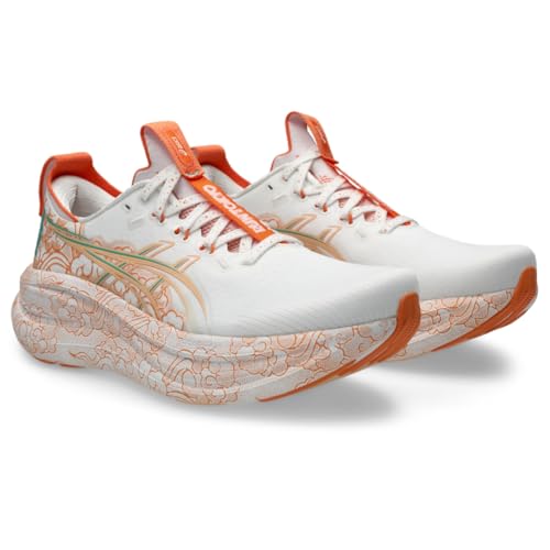 ASICS Unisex Gel-Nimbus 28 Tokyo Running Shoes, 6M / 7.5W, White/Apricot Crush