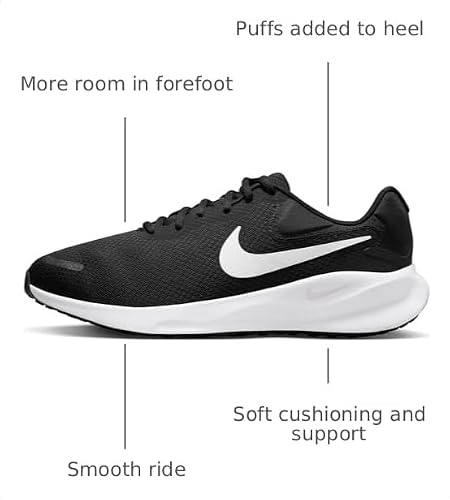 Nike Herren Revolution 7 Breit Niedrig, Black White, 10 US