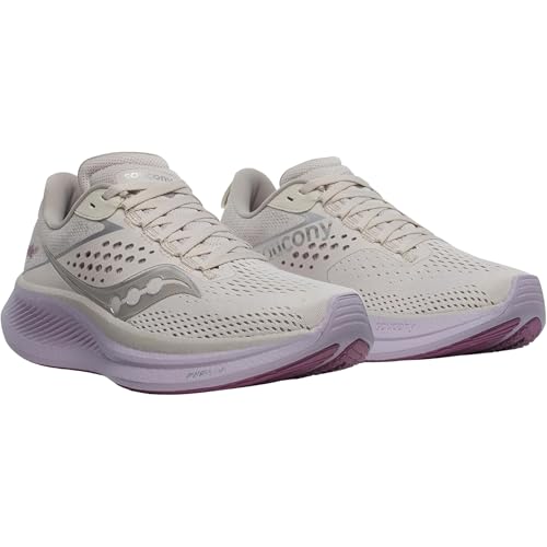 Saucony Women's Ride 17 Sneaker, Moon/Viola, 8