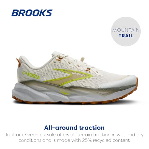 Brooks Men’s Cascadia 19 Mountain Trail Running Shoe - Coconut/Olive/Ginger - 12.5 Medium