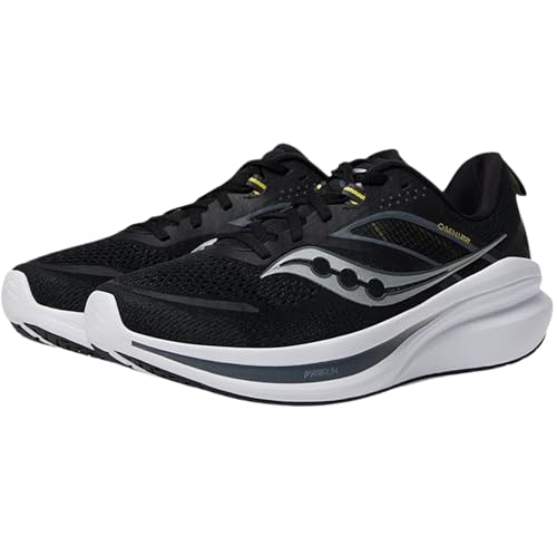 Saucony Women's Omni 22 Sneaker, Black/White, 8 Wide