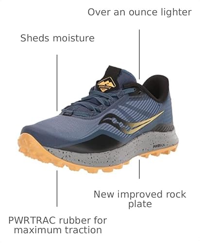 Saucony Women's Peregrine 12 Trail Running Shoe, Basin/Gold, 9