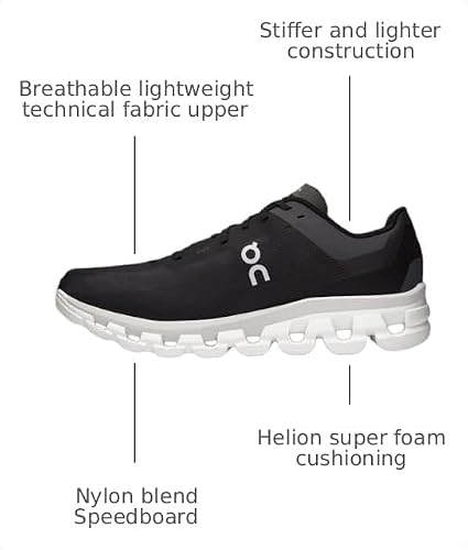 On Cloudflow 4 3WD30110299 Textile Synthetic Womens Trainers - Black White - 9.5 US