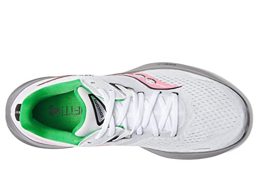 Saucony Women's Ride 16 Sneaker, White/Gravel, 10