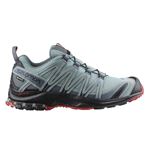 Salomon Men’s XA PRO 3D Gore-Tex Waterproof Trail Running Shoes - Lead/Black/Barbados Cherry - 12