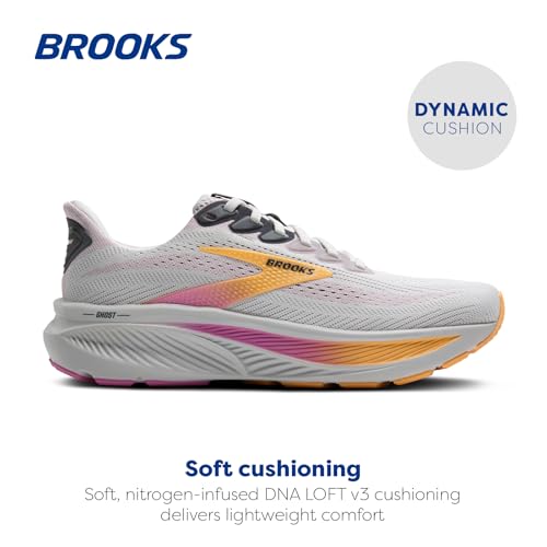 Brooks Women’s Ghost 17 Neutral Running Shoe - Oyster/Apricot/Pink - 10 Medium