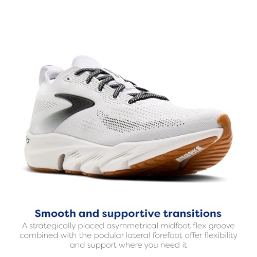 Brooks Men’s Glycerin Flex Neutral Running & Walking Shoe - White/Black/Gum - 9 Medium