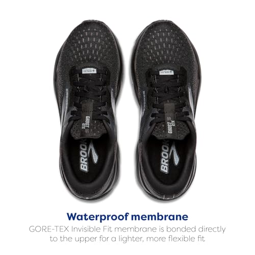 Brooks Men's Ghost 16 GTX Waterproof Neutral Running Shoe - Black/Black/Ebony - 9 Medium