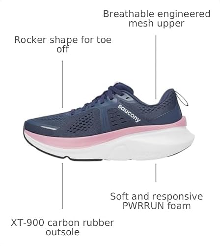 Saucony Women's Guide 18 Sneaker, Navy/Orchid, 7