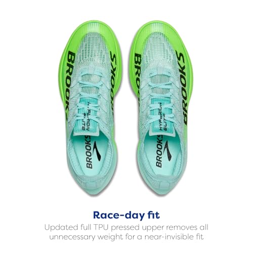 Brooks Unisex Hyperion Elite 5 Neutral Race Running Shoe for Men & Women - Limpet/Black/Green Gecko - 10.5 Medium