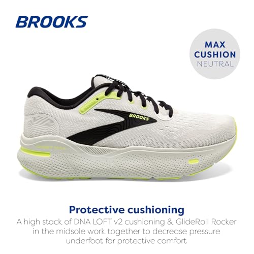 Brooks Men’s Ghost Max Cushion Neutral Running & Walking Shoe - Grey/Black/Sharp Green - 11.5 Medium