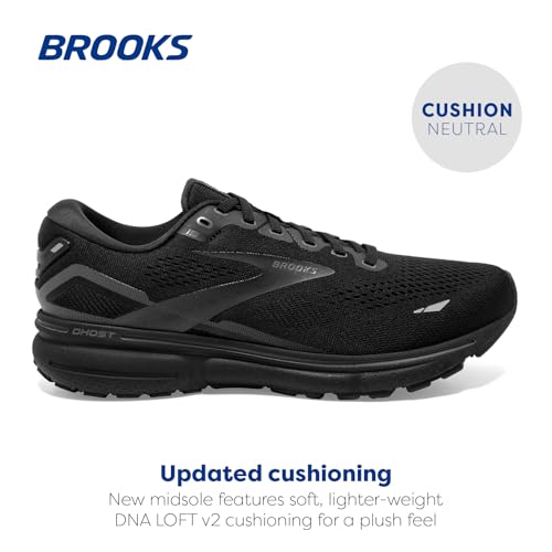 Brooks Women's Ghost 15 Neutral Running Shoe - Black/Black/Ebony - 5 Wide