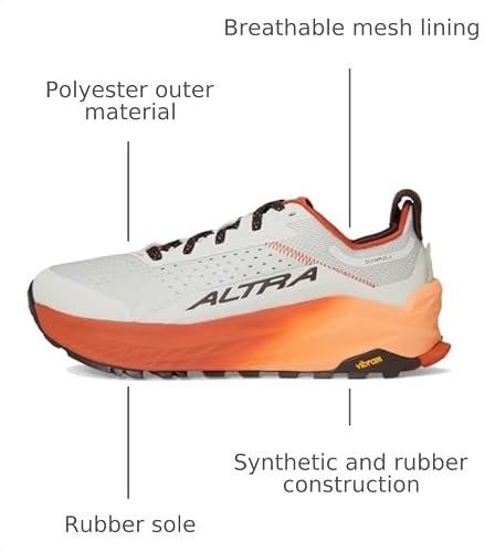ALTRA Men's Olympus 6 Trail Running Shoe, Gray/Orange, 12