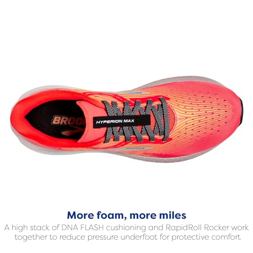 Brooks Men’s Hyperion Max Neutral Running Shoe - Fiery Coral/Orange Pop/Blue - 10 Medium