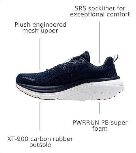 Saucony Men's Hurricane 25 Sneaker, Navy/Cloud, 11.5