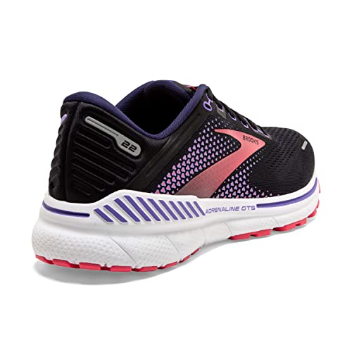 Brooks Adrenaline Gts Women's 22 Lighter Cushion Body Supprt Trainers, Black Purple Coral, 8 US