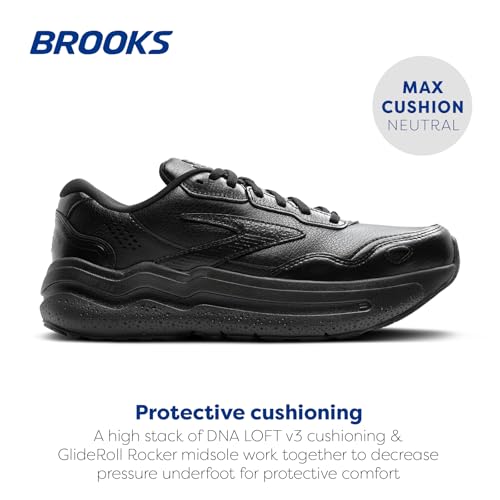 Brooks Men’s Ghost Max Suede/Leather Neutral Running & Walking Shoe - Black/Black - 11.5 Medium