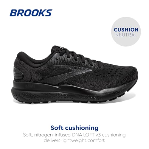 Brooks Men’s Ghost 16 Neutral Running Shoe - Black/Black/Ebony - 14 Medium