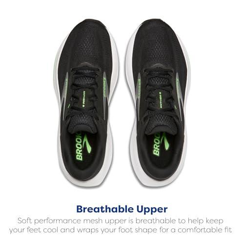 Brooks Men’s Anthem 8 Neutral Running Shoe - Black/Grey/Green - 8.5 Medium