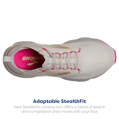 Brooks Women’s Glycerin StealthFit 20 Neutral Running Shoe - Grey/Yellow/Pink - 11 Medium