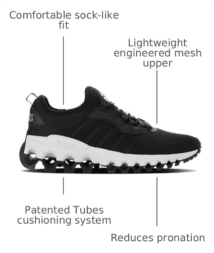 K-Swiss Women's Tubes Slip-On Sneaker, Black/White/Smoked Pearl, 7.5 M
