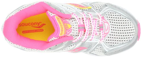 Saucony Girls' Cohesion 6 Lace Running Shoe (Little Kid/Big Kid),White/Pink/Citron,3.5 M US Big Kid