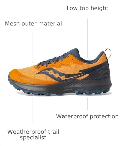 Saucony Men's Peregrine 14 GTX Sneaker, Peel/Shadow, 7.5