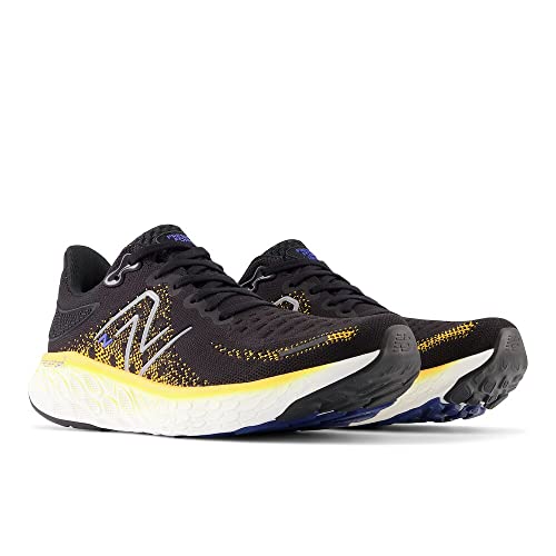 New Balance Men's Fresh Foam X 1080 V12 Running Shoe, Black/Hot Marigold, 7.5