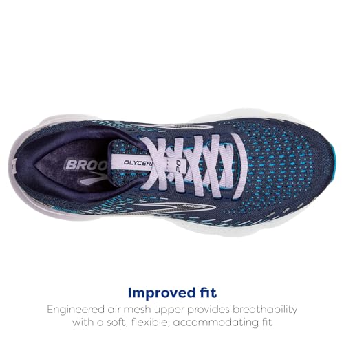 Brooks Women's Glycerin 20 Neutral Running Shoe - Peacoat/Ocean/Pastel Lilac - 5 Medium