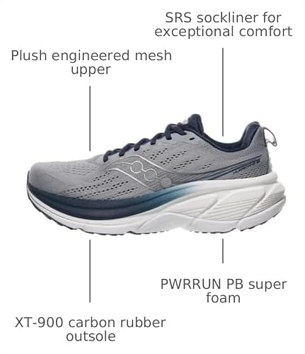 Saucony Men's Hurricane 25 Sneaker, Flint/Navy, 11 Wide