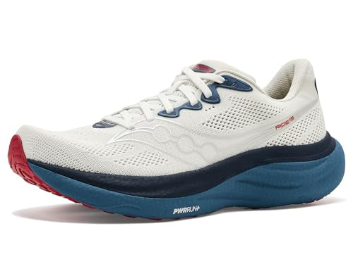 Saucony Men's Ride 19 Sneaker, Ivory/Storm, 11