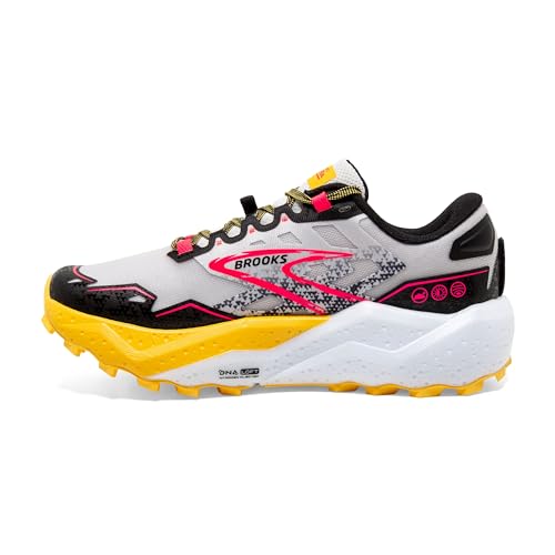 Brooks Women’s Caldera 7 Trail Running Shoe - Lunar Rock/Lemon Chrome/Black - 7.5 Medium
