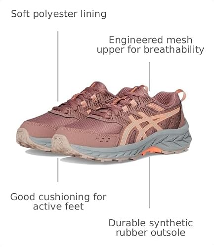 ASICS Kid's PRE Venture 9 Grade School Trail Running Shoes, 6.5, Rubble RED/Fawn
