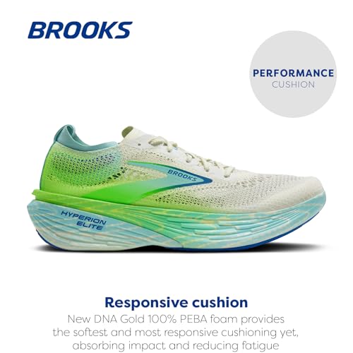 Brooks Unisex Hyperion Elite 4 PB, Neutral Race Running Shoe, Men & Women - Bluewash/Green Gecko/Cobalt - 5.5 Medium