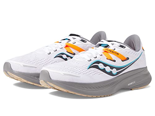 Saucony Men's Guide 16 Sneaker, White/Gravel, 9