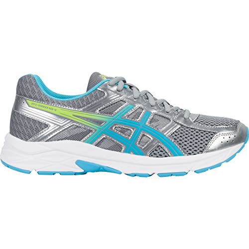 ASICS Women's GEL-Contend 4 Running Shoes, 6.5, Silver/AQUARIUM/SHARP GREEN