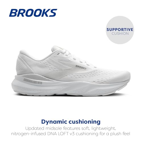 Brooks Women’s Adrenaline GTS 24 Supportive Running Shoe - White/Oyster/Alloy - 7.5 Wide