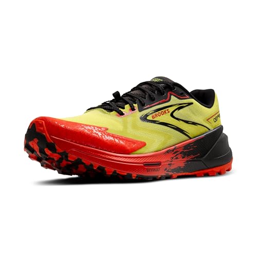 Brooks Men's Catamount 3 Trail Running Shoe - Acid Lime/Cherry Tomato/Black - 9 Medium