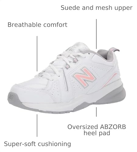 Women's New Balance 608 v5 Training Shoes in White/Pink alternate view 3
