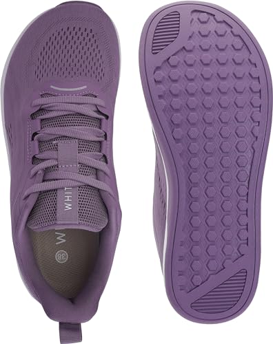 WHITIN Women's Zero Drop Width Wide Toe Box Road Running Shoes Size 8 Comfortable Slip Resistant Training Tennis Walking Sneaker Female 39 Purple