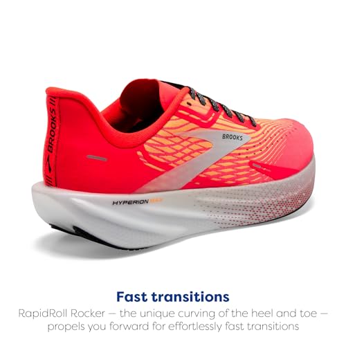 Brooks Men’s Hyperion Max Neutral Running Shoe - Fiery Coral/Orange Pop/Blue - 10 Medium
