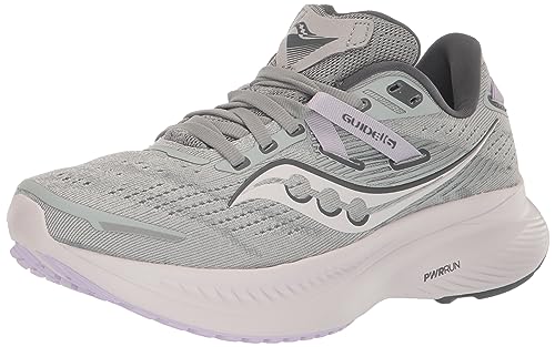 Saucony Women's Guide 16 Sneaker, Concrete/Mauve, 12
