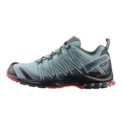 Salomon Men’s XA PRO 3D Gore-Tex Waterproof Trail Running Shoes - Lead/Black/Barbados Cherry - 12
