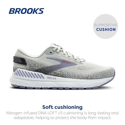 Brooks Women’s Ariel GTS 24 Supportive Running & Walking Shoe - Mercury/Ebony/Sweet Lavender - 7.5 Medium